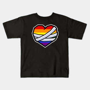 Mending Heart with Pride Flag Colours - Healing - LGBTQ+ - Mending Heart Kids T-Shirt